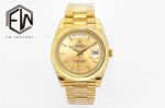 EW Factory Rolex Daydate 40mm 3255 Movement YG Face Index Yellow Gold President Band Watch